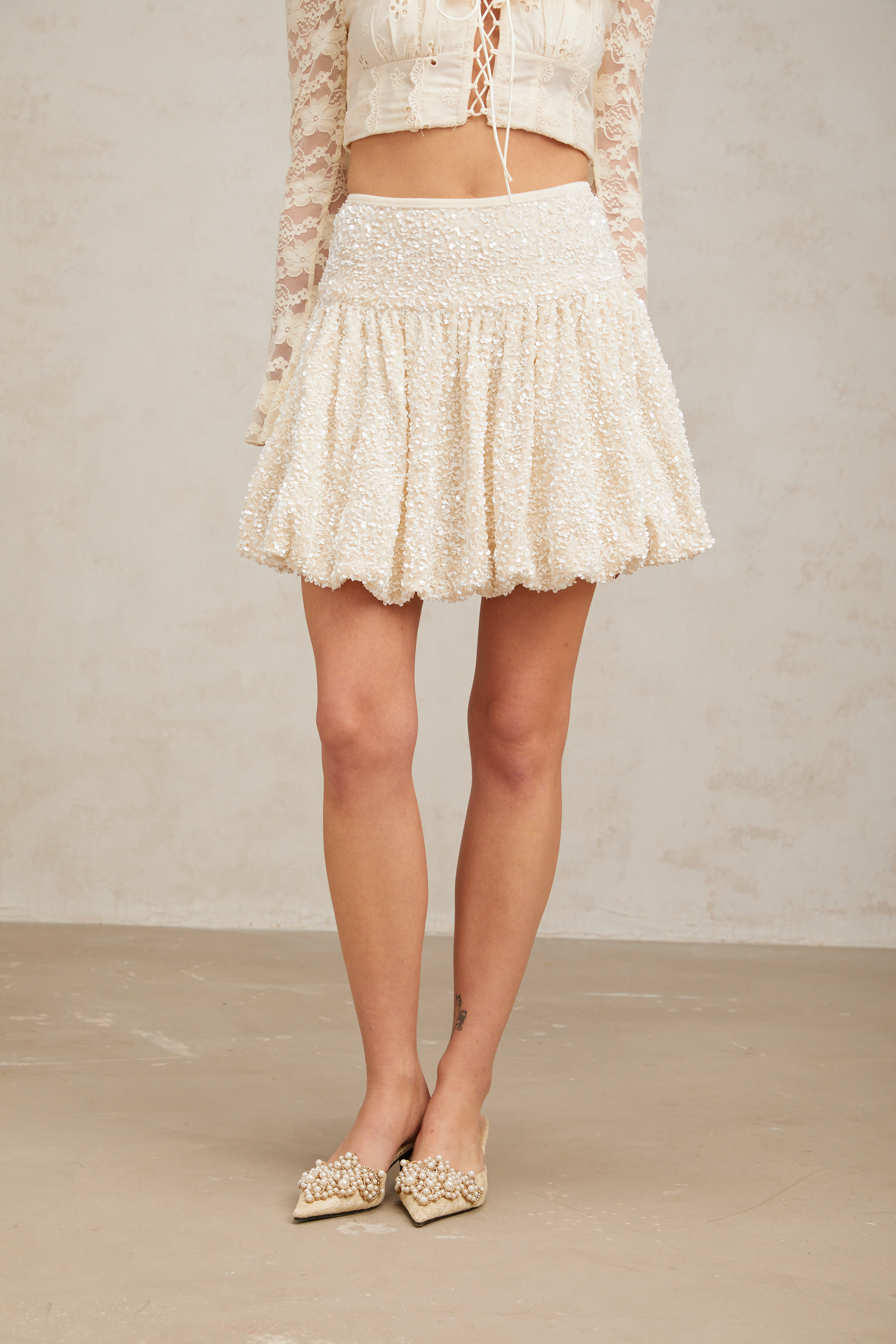 Tiffy | pleated sequined mini skirt