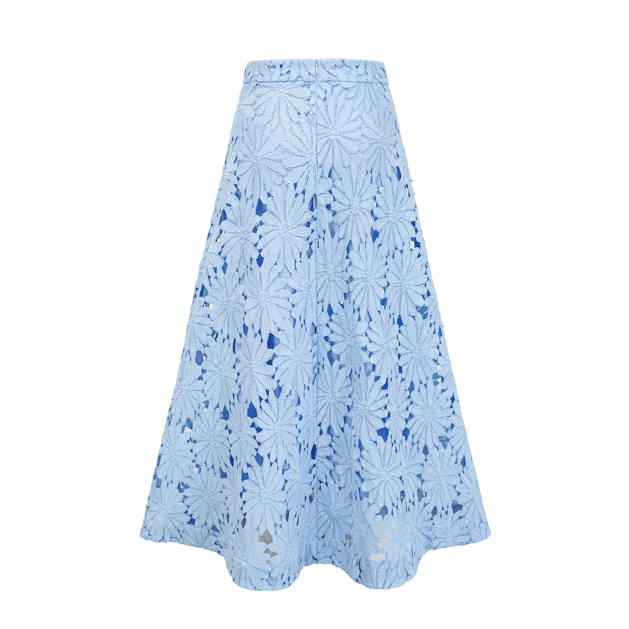 Audrey blue guipure-lace top & skirt matching set