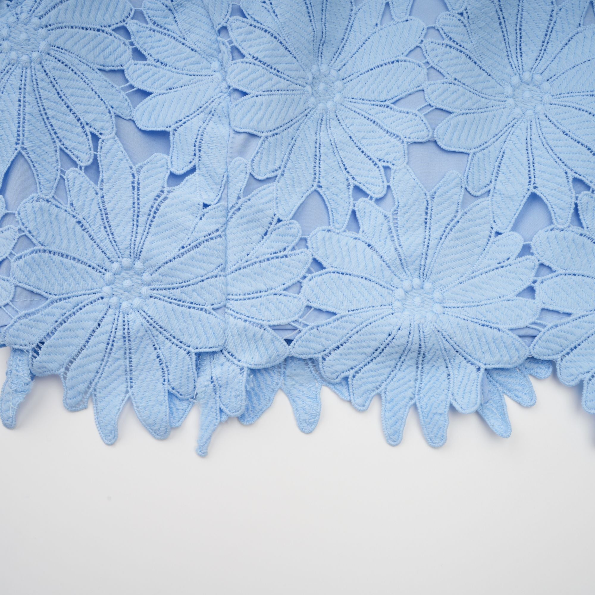 Audrey blue guipure-lace top & skirt matching set