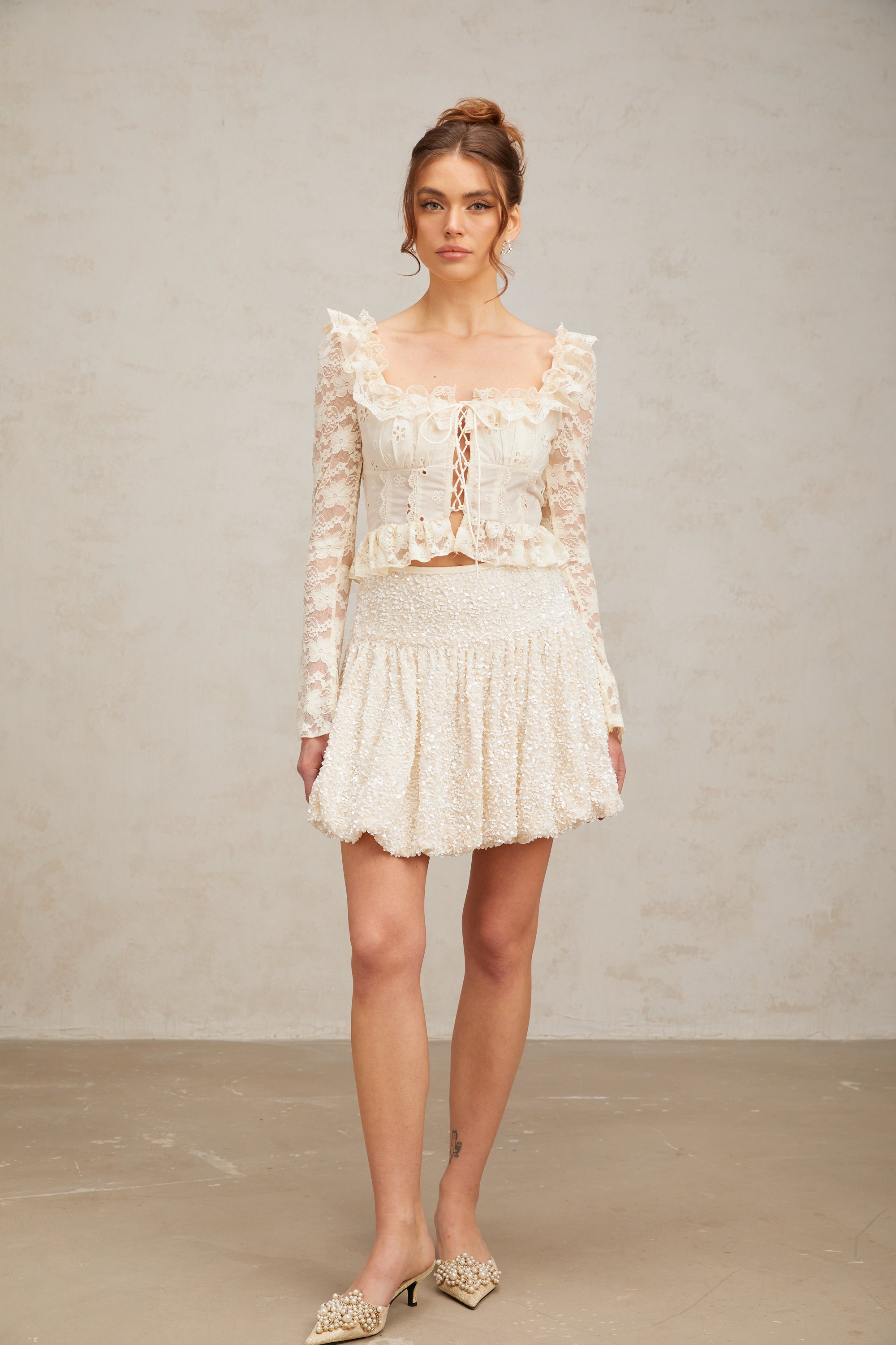 Tiffy | pleated sequined mini skirt