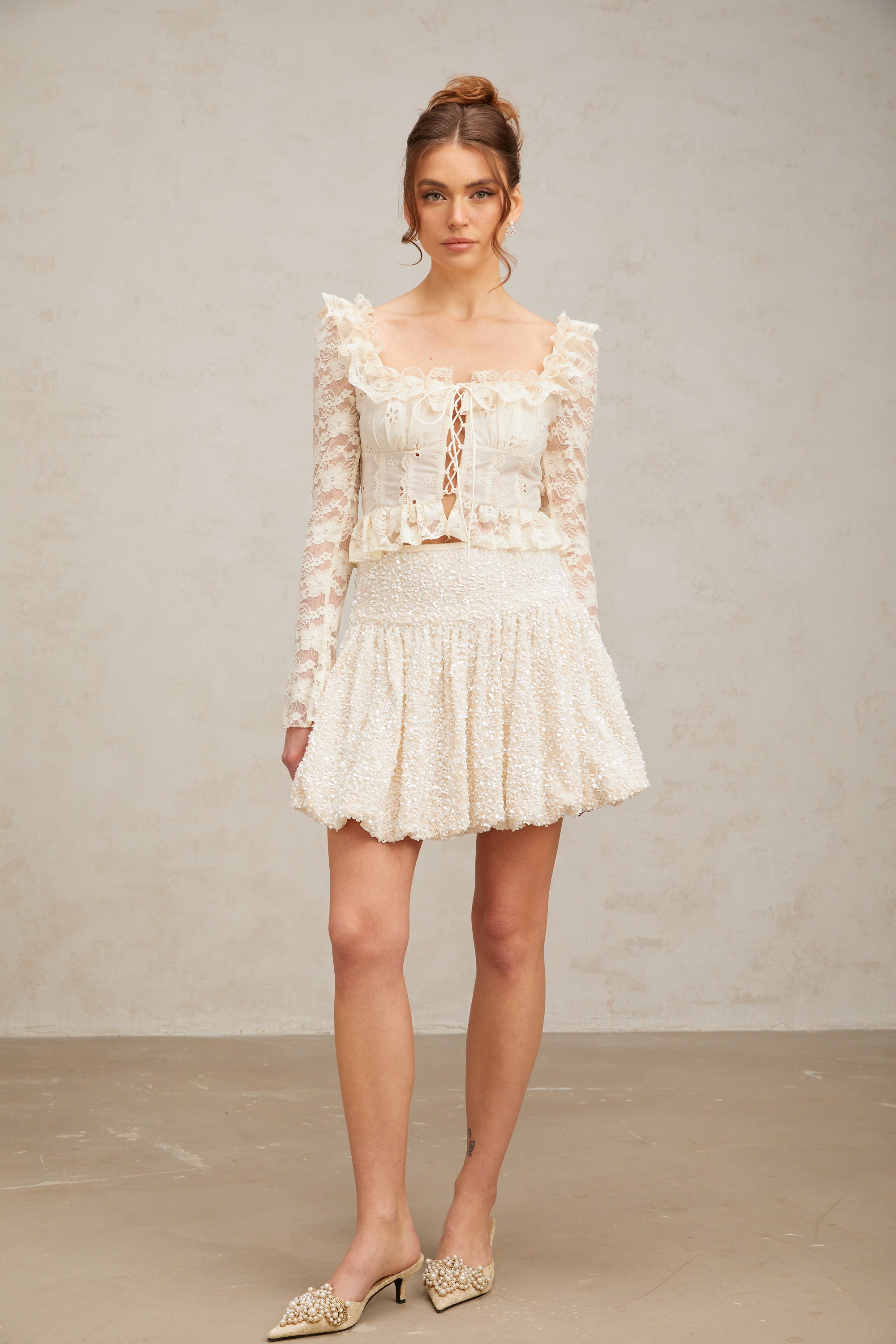 Tiffy | pleated sequined mini skirt