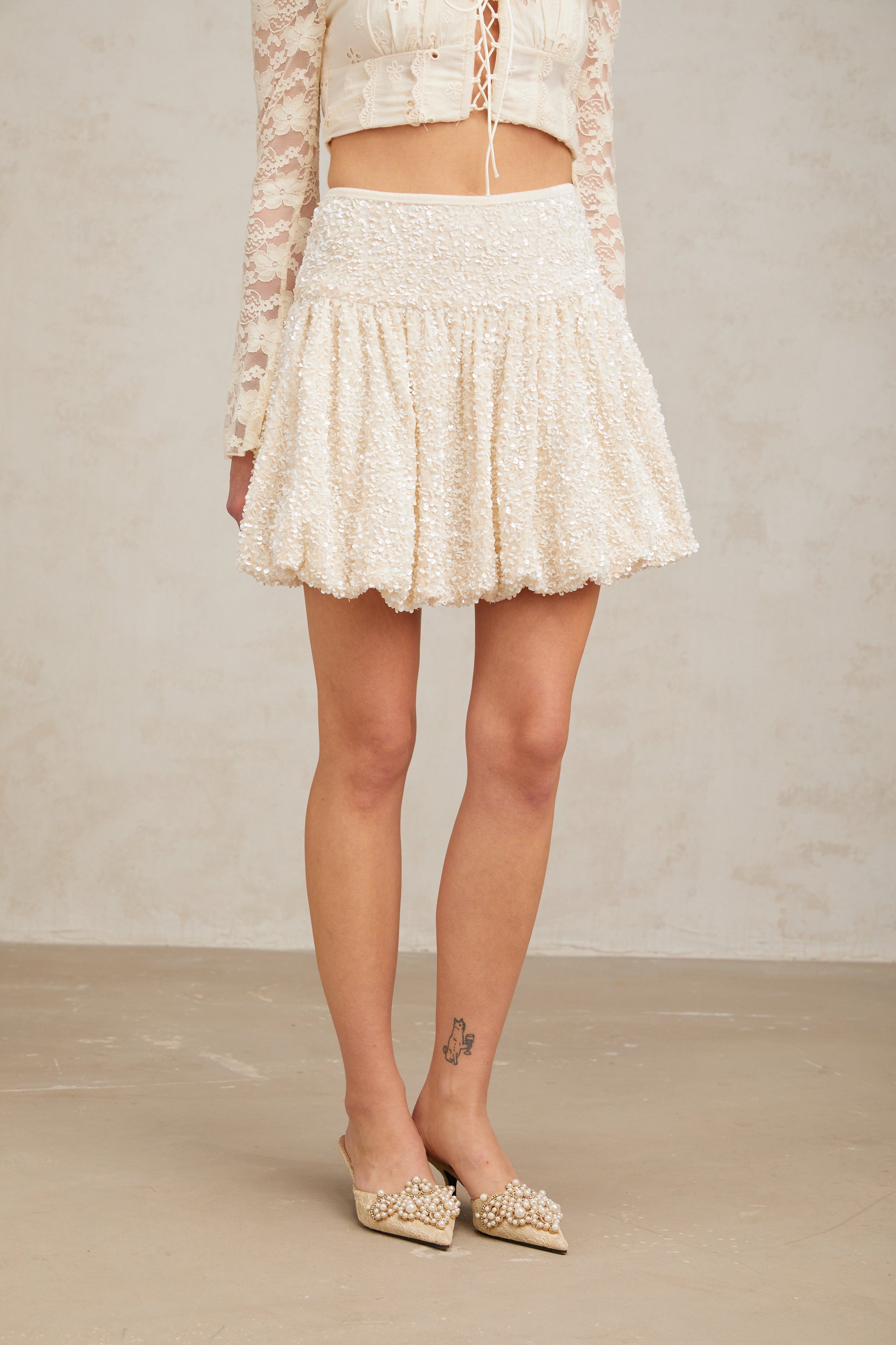 Tiffy | pleated sequined mini skirt