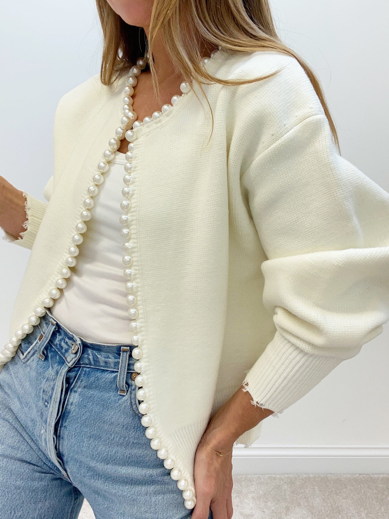 Jessy | Pearl Trim Cardigan