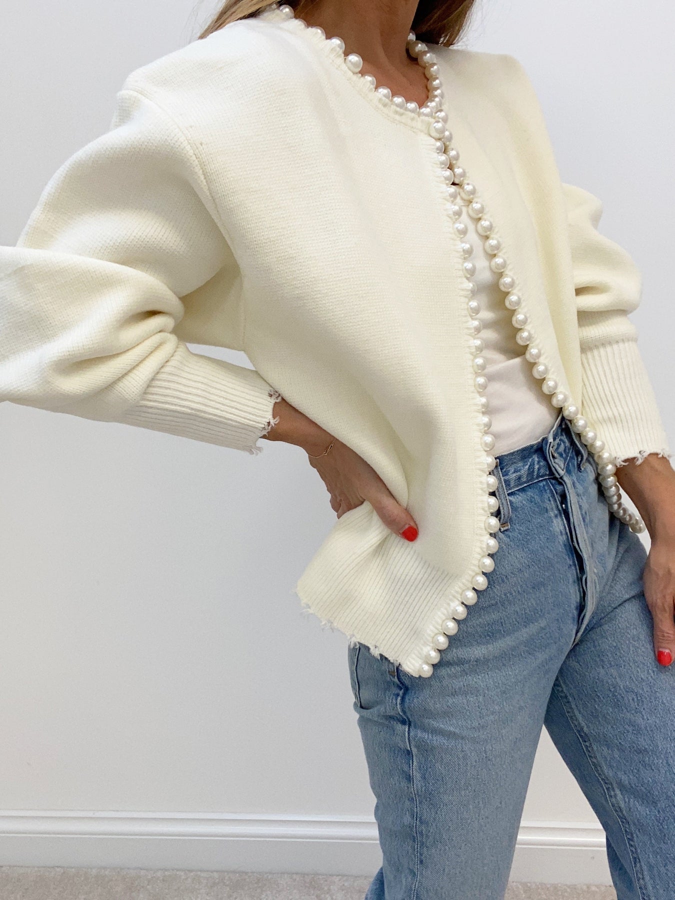 Jessy | Pearl Trim Cardigan
