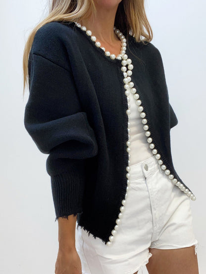 Jessy | Pearl Trim Cardigan