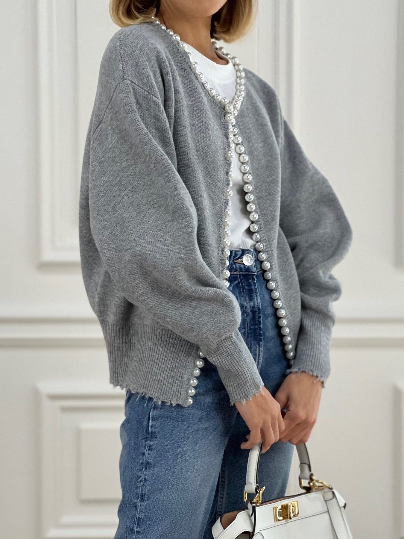 Jessy | Pearl Trim Cardigan