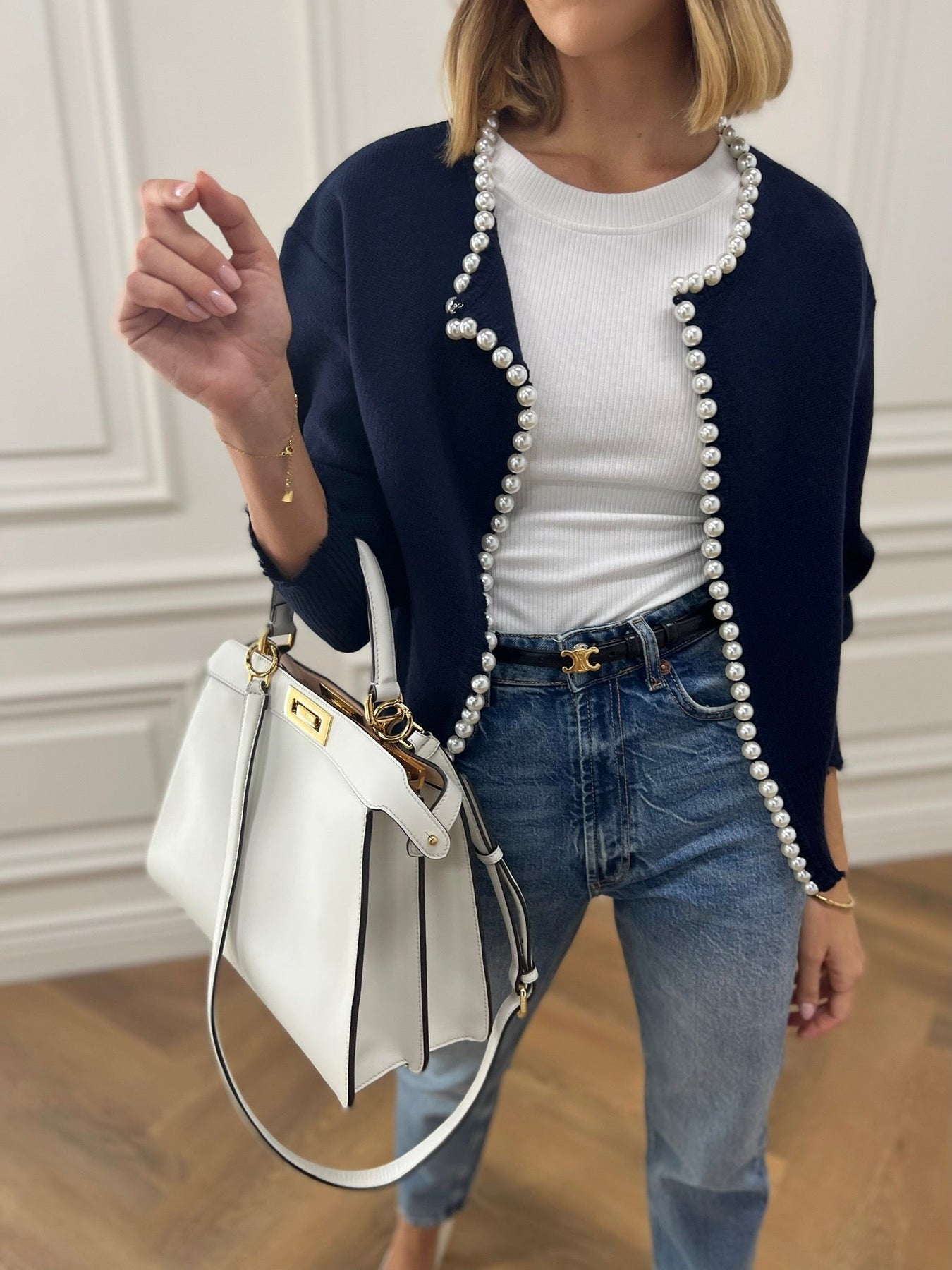 Jessy | Pearl Trim Cardigan