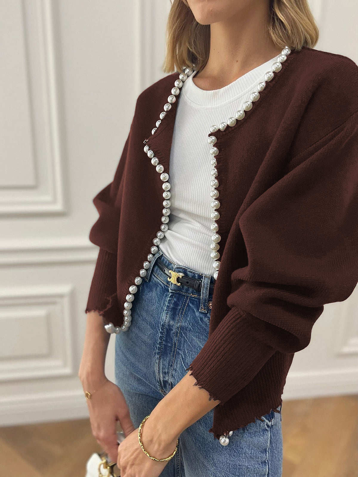 Jessy | Pearl Trim Cardigan