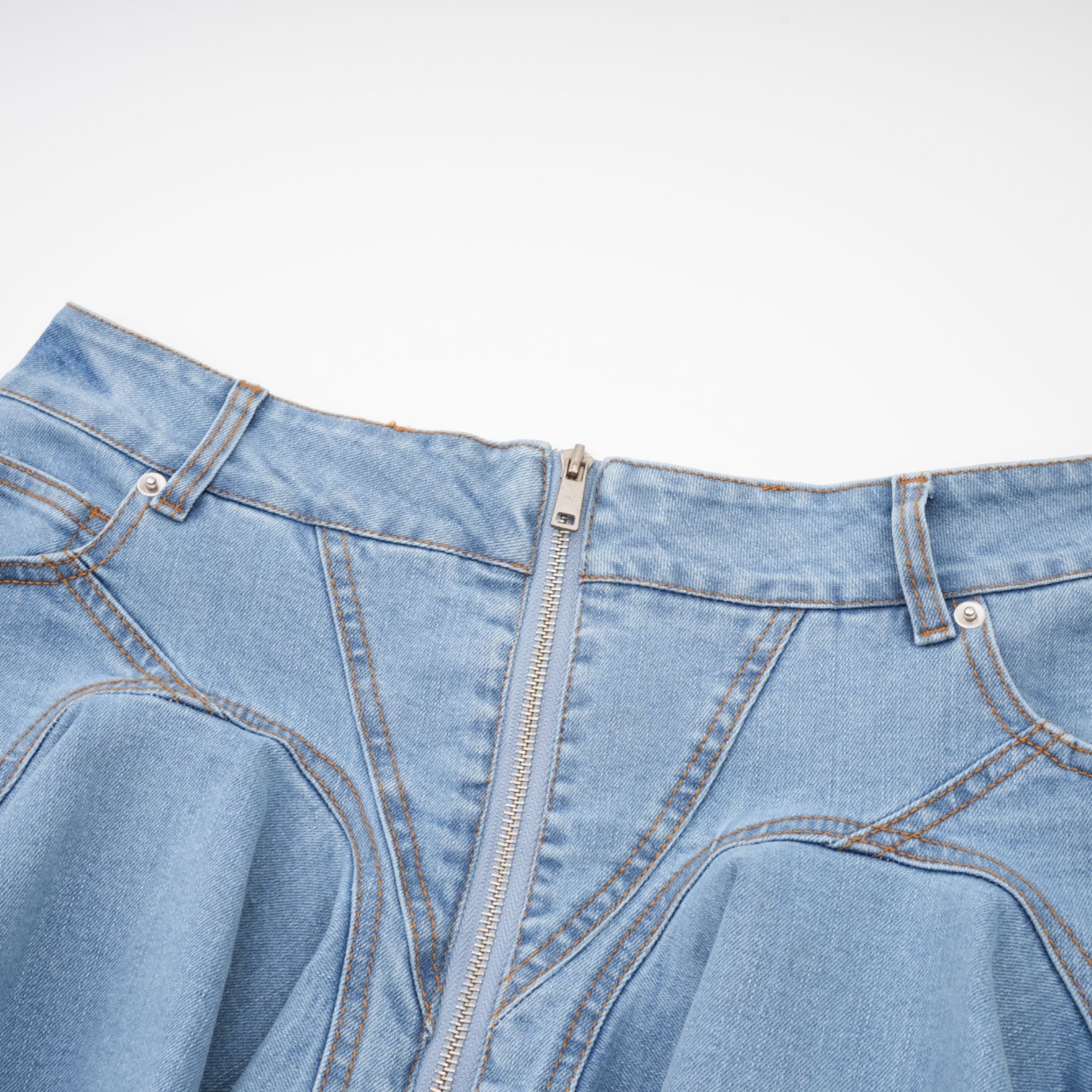 Katy | denim flounce-hem skirt