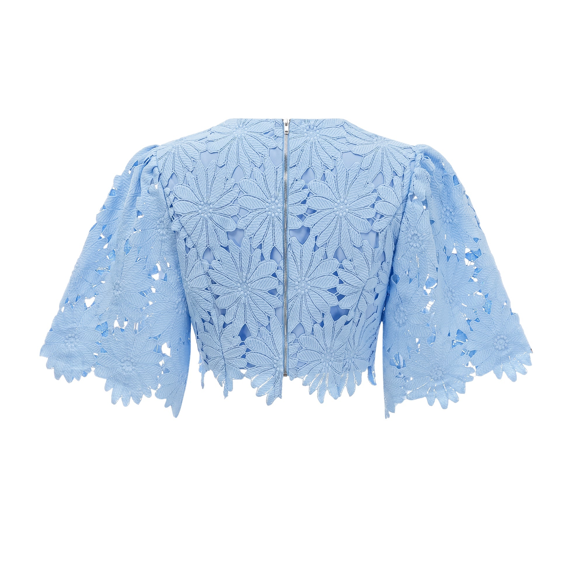 Audrey blue guipure-lace top & skirt matching set