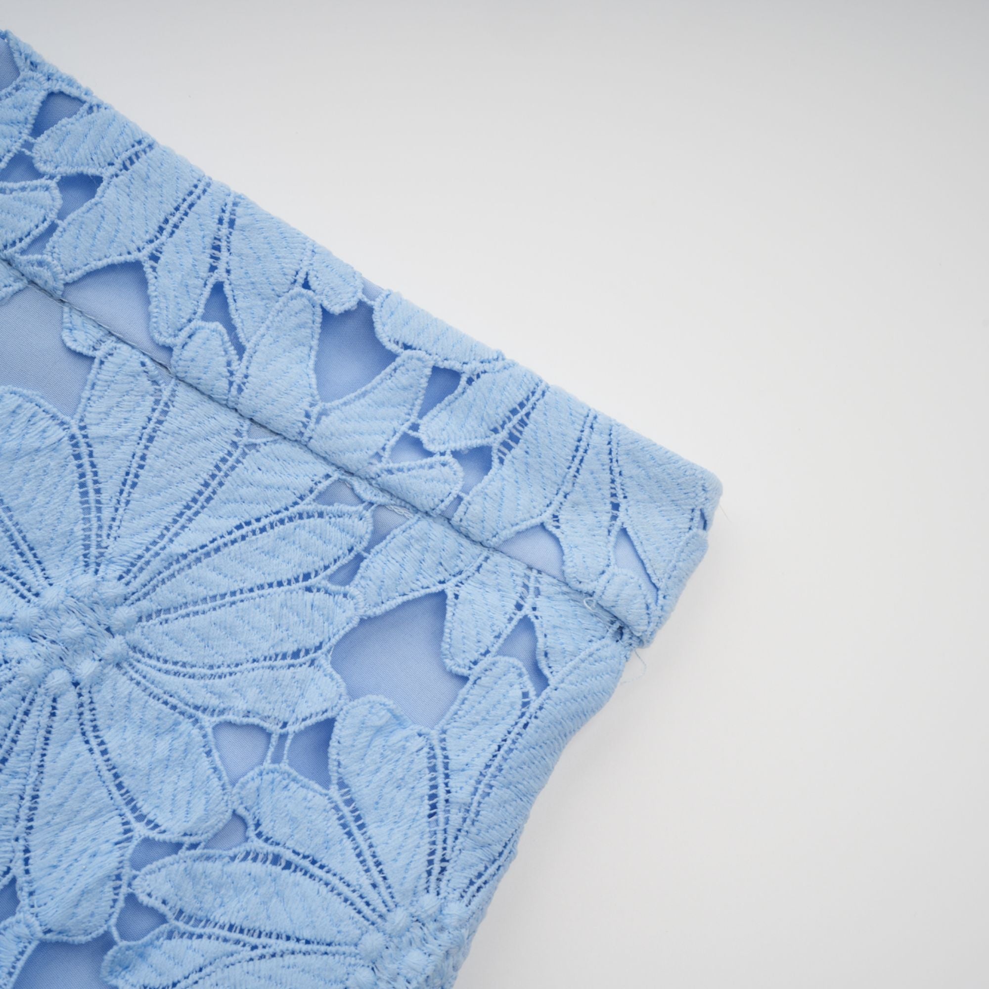 Audrey blue guipure-lace top & skirt matching set