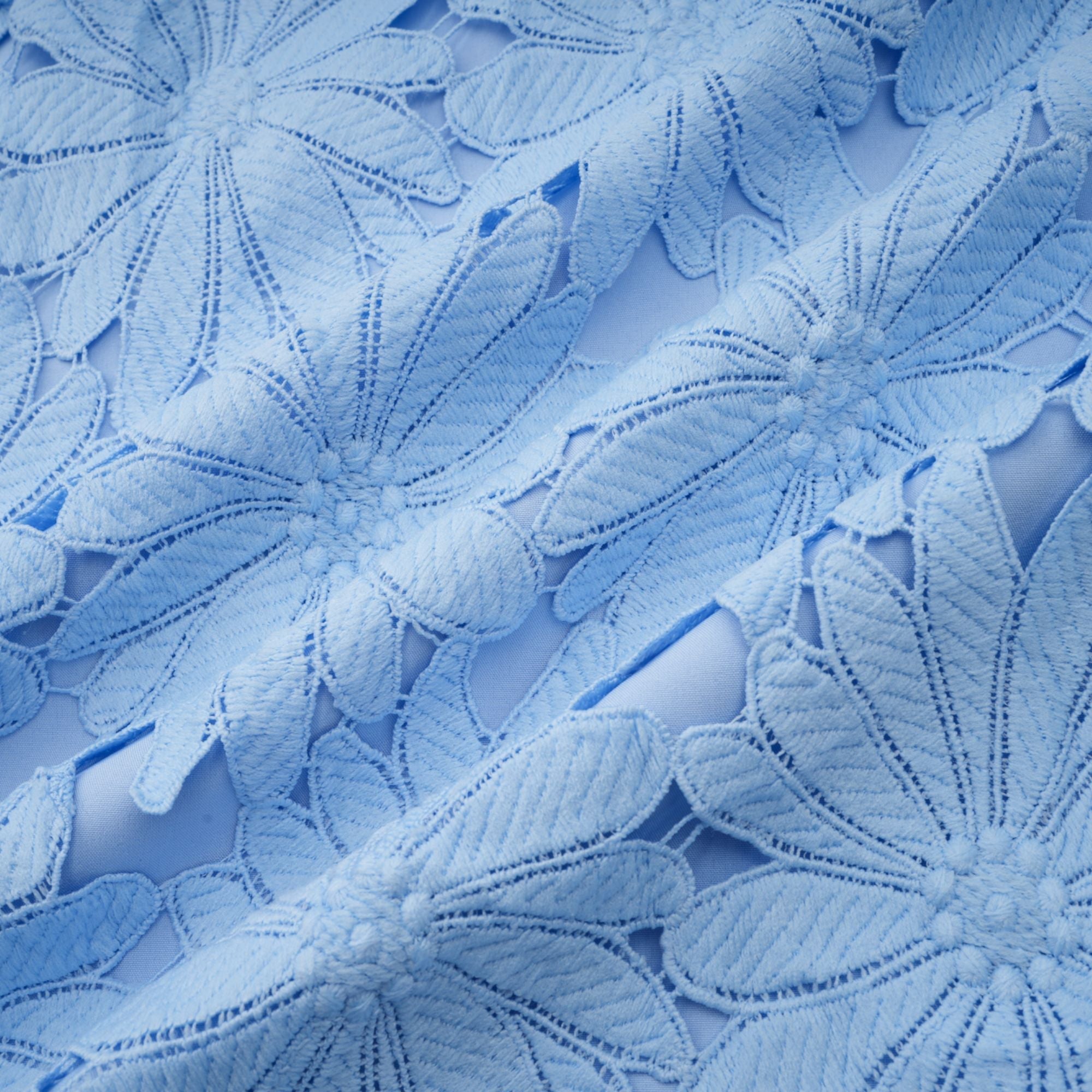 Audrey blue guipure-lace top & skirt matching set
